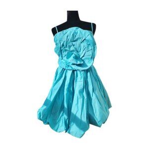 Runway Wedding Evening Cocktail Couture Party Flower Rose Turquoise Sexy Dress